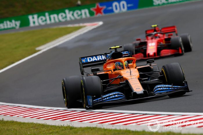 Lando Norris, McLaren MCL35, Charles Leclerc, Ferrari SF1000