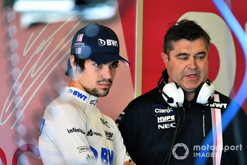 Lance Stroll, Racing Point Force India F1 and Bradley Joyce, Racing Point Force India F1 Race Engineer