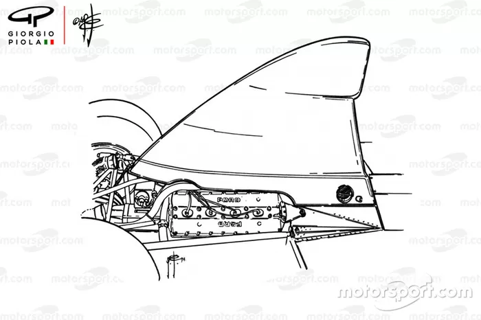 McLaren M23 airbox on engine