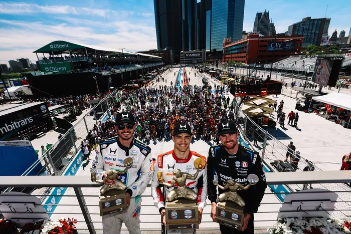 Graham Rahal, Rahal Letterman Lanigan Racing, Alex Palou, Chip Ganassi Racing, Kyle Kirkwood, Andretti Global w/ Curb-Agajanian