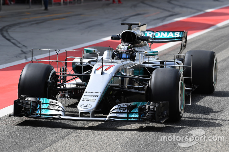 Valtteri Bottas, Mercedes AMG F1 W08 avec des capteurs aéro