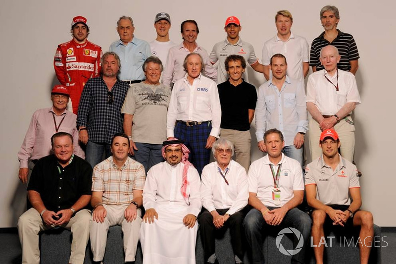 Wereldkampioenen: Fernando Alonso, Ferrari, Jack Brabham, Michael Schumacher, Mercedes, Emerson Fitt