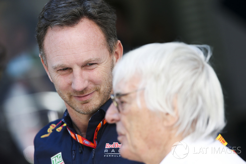 Christian Horner, director de Red Bull Racing, Bernie Ecclestone, Presidente Emérito de F1