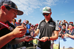 Nico Hulkenberg, Sahara Force India F1 signs autographs for the fans