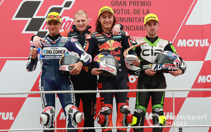 Podyum: Yarış galibi Can Öncü, Red Bull KTM Ajo, 2. Jorge Martin, Del Conca Gresini Racing, 3.John McPhee, CIP Green Power, Aki Ajo, Ajo Motorsport Team Principal