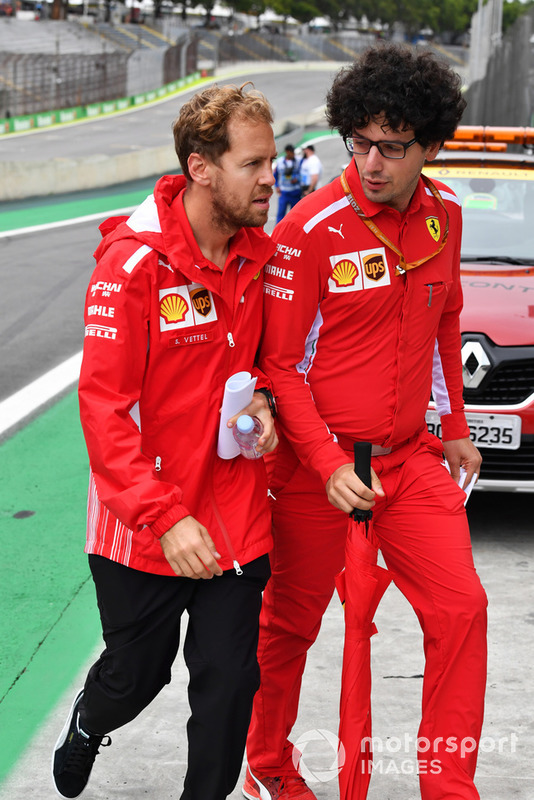 Sebastian Vettel, Ferrari walks the track 