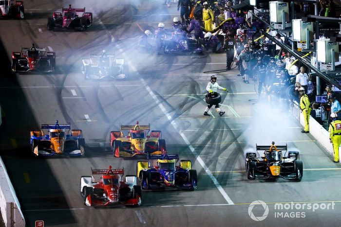 Patricio O'Ward, Arrow McLaren SP Chevrolet, Pit StopMarcus Ericsson, Chip Ganassi Racing HondaAlexander Rossi, Andretti Autosport HondaJames Hinchcliffe, Andretti Steinbrenner Autosport HondaScott Dixon, Chip Ganassi Racing Honda