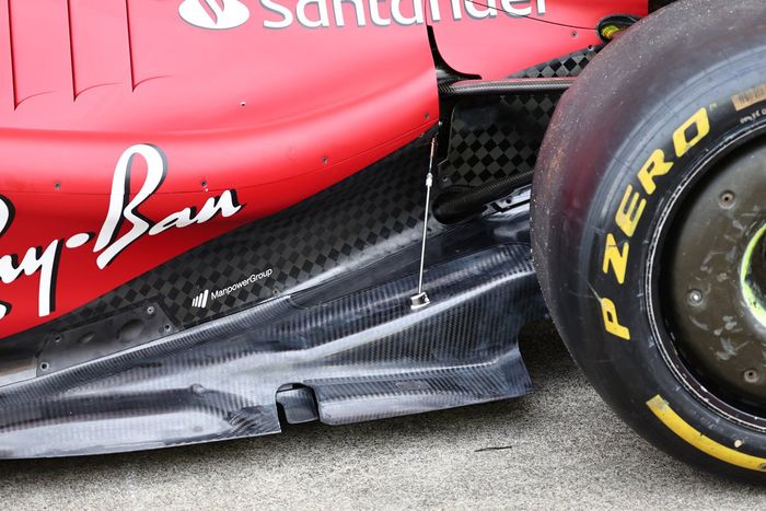Detalle del nuevo suelo del Ferrari F1-75