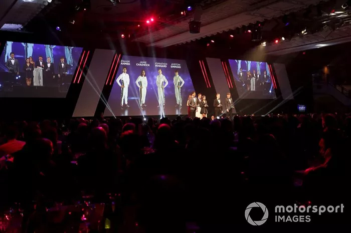 Los nominados al Premio al Joven Británico del Año: Enaam Ahmed, Jamie Chadwick, Johnathan Hoggard y Ayrton Simmons