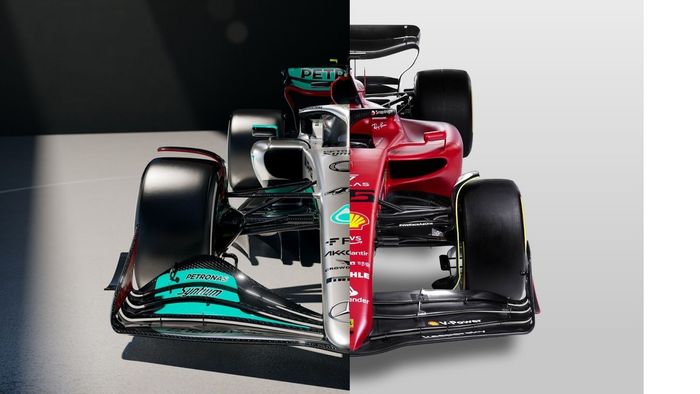 El Mercedes W13 vs. el Ferrari F1-75.