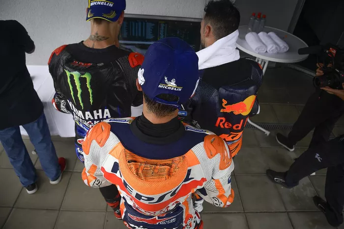 Podio: ganador de la carrera Marc Márquez, Equipo Repsol Honda, segundo lugar Miguel Oliveira, Red Bull KTM Factory Racing, tercer lugar Fabio Quartararo, Yamaha Factory Racing