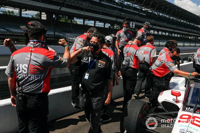 Michael Andretti, Andretti Herta with Marco & Curb-Agajanian Honda, celebra su pole
