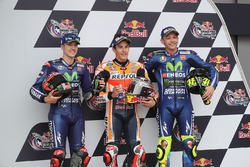 Polesitter Marc Marquez, Repsol Honda Team; 2. Maverick Viñales, Yamaha Factory Racing; 3. Valentino Rossi, Yamaha Factory Racing