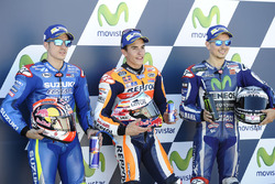 Polesitter Marc Marquez, Repsol Honda Team, second place Maverick Viñales, Team Suzuki MotoGP, third place Jorge Lorenzo, Yamaha Factory Racing