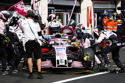 Sergio Perez, Force India VJM11, is returned to the garage and retired from the race