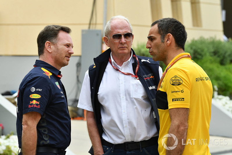 Christian Horner, Red Bull Racing Takım Patronu, Dr Helmut Marko, Red Bull Motorsporları Danışmanı, Cyril Abiteboul, Renault Sport F1 Direktörü