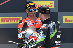 Podium: race winner Jonathan Rea, Kawasaki Racing, third place Marco Melandri, Aruba.it Racing-Ducati SBK Team