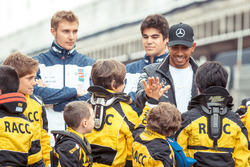 Lewis Hamilton, Mercedes-AMG F1 amd Sergey Sirotkin, Williams and Lance Stroll, Williams with the RACC Cadet Karters