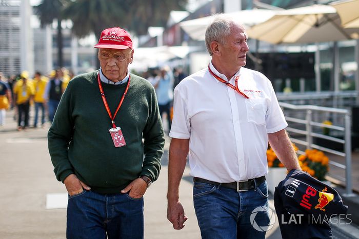 Niki Lauda, Mercedes AMG F1 y Dr Helmut Marko, Red Bull Motorsport