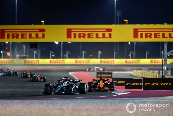 George Russell, Mercedes F1 W15, Oscar Piastri, McLaren MCL38