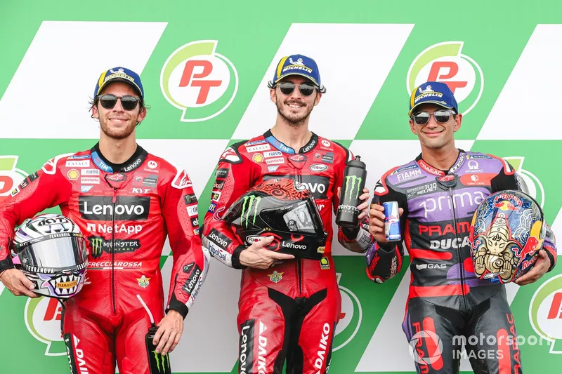 Francesco Bagnaia, Ducati Team, Enea Bastianini, Ducati Team, Jorge Martin, Pramac Racing