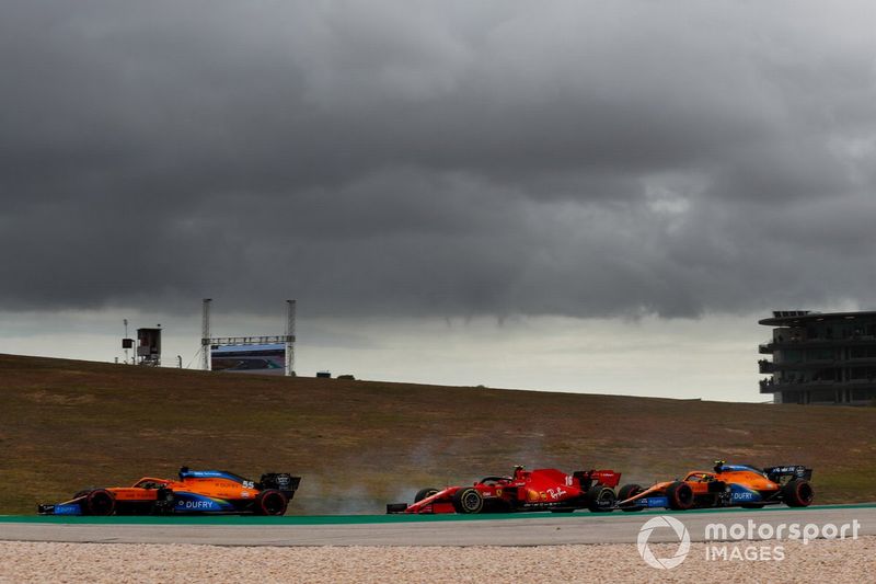 Carlos Sainz Jr., McLaren MCL35, Charles Leclerc, Ferrari SF1000, Lando Norris, McLaren MCL35