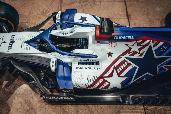 Decoración especial del equipo Williams para el GP de Estados Unidos
