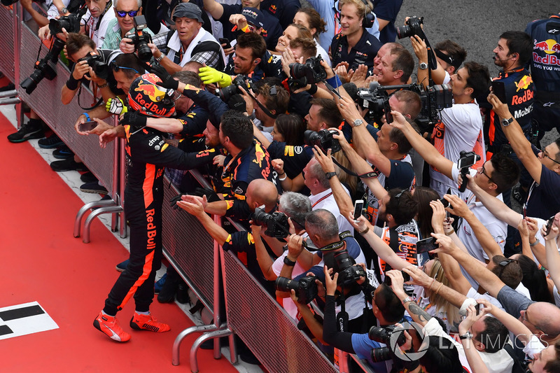 Race winner Max Verstappen, Red Bull Racing celebrates in parc ferme