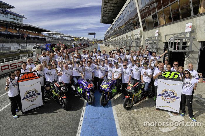 Valentino Rossi, Yamaha Factory Racing, Maverick Viñales, Yamaha Factory Racing, Johann Zarco, Monster Yamaha Tech 3, Jonas Folger, Monster Yamaha Tech 3 celebran los 500 GP