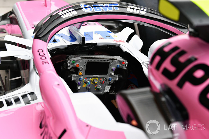 Force India VJM11 cockpit and steering wheel