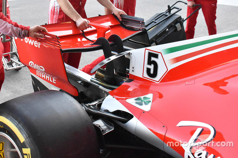 Detalle del alerón trasero Ferrari SF71H