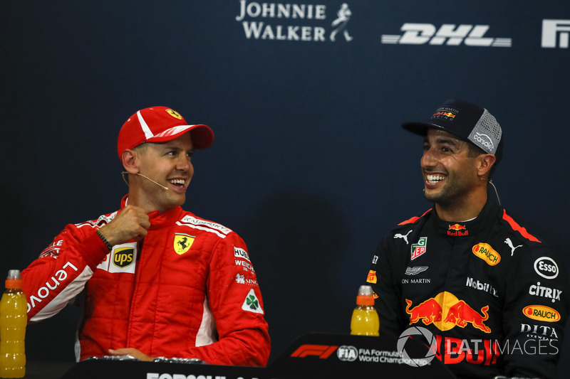 Sebastian Vettel, Ferrari and Daniel Ricciardo, Red Bull Racing in the Press Conference