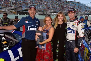 Jimmie Johnson, Hendrick Motorsports, Chevrolet Camaro Lowe's Rookie Throwback and Chad Knaus families