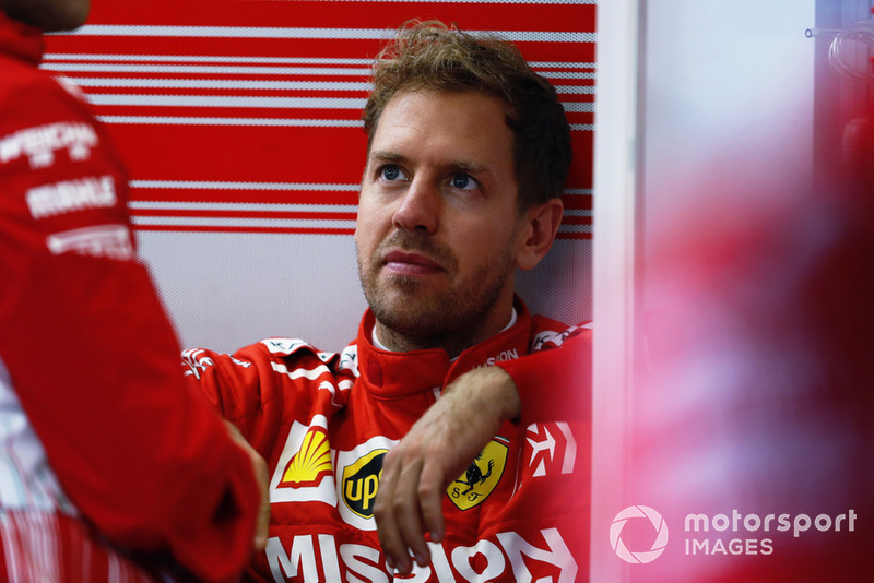 Sebastian Vettel, Ferrari, in the garage