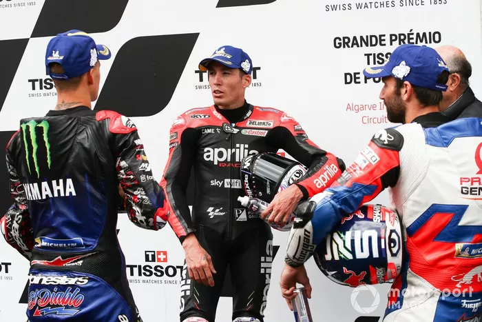 Podio: ganador Fabio Quartararo, Yamaha Factory Racing, tercer lugar Aleix Espargaró, Aprilia Racing Team, segundo lugar  Johann Zarco, Pramac Racing