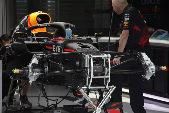 Detalle de la parte delantera del RB18 de Red Bull Racing