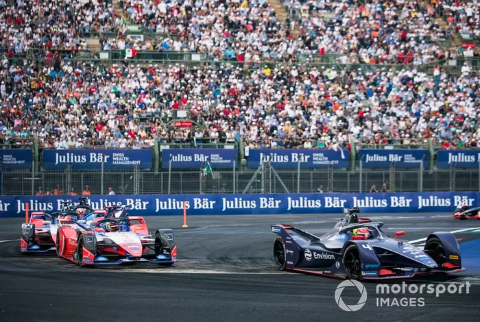 Robin Frijns, Virgin Racing, Audi e-tron FE06 Pascal Wehrlein, Mahindra Racing, M6Electro, Jérôme d'Ambrosio, Mahindra Racing, M6Electro 