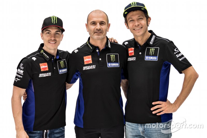 Valentino Rossi, Yamaha Factory Racing, Maverick Vinales, Yamaha Factory Racing, Maio Meregalli, Yamaha Factory Racing team manager
