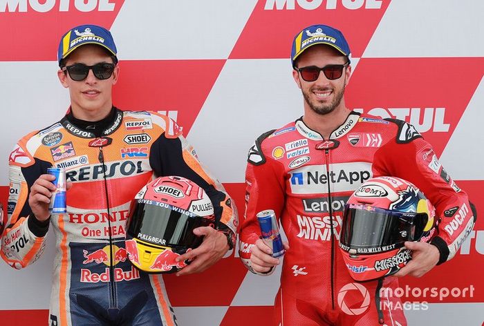 Ganador de la pole Marc Márquez, Repsol Honda Team, tercer lugar, Andrea Dovizioso, Ducati Team