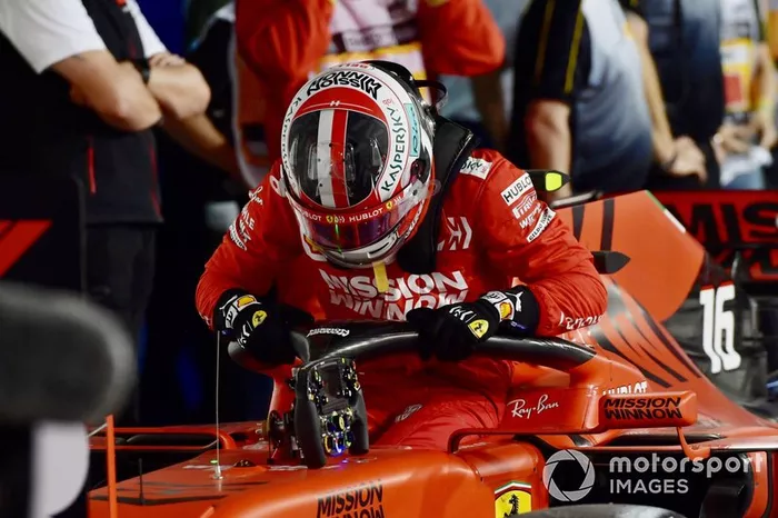 Charles Leclerc, Ferrari, en Parc Ferme