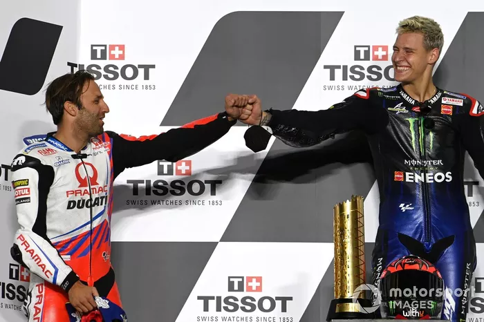 Podio: ganador Fabio Quartararo, Yamaha Factory Racing, segundo lugar Johann Zarco, Pramac Racing