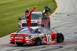 Kyle Busch, Joe Gibbs Racing, Toyota Camry Skittles Red White & Blue celebrates
