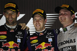 Podium: second place Mark Webber, Red Bull Racing, Race winner Sebastian Vettel, Red Bull Racing, third place Nico Rosberg, Mercedes AMG