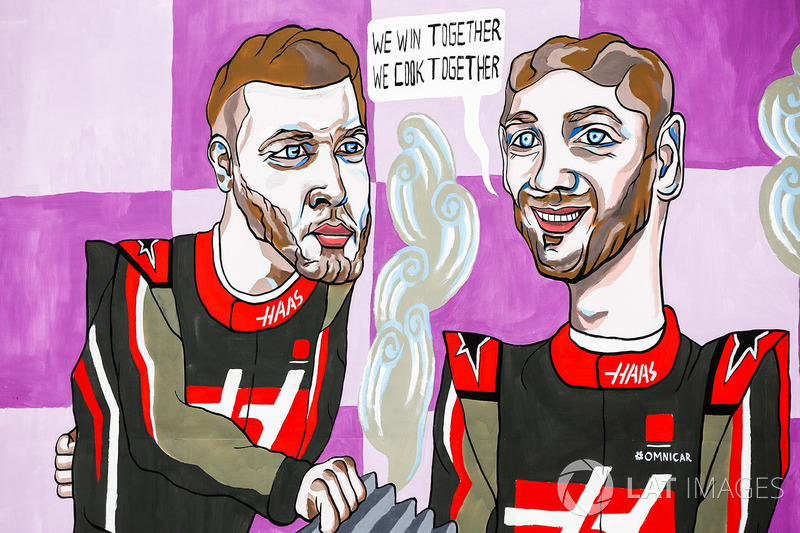 Resim, Romain Grosjean, Haas F1 Team, Kevin Magnussen, Haas F1 Team