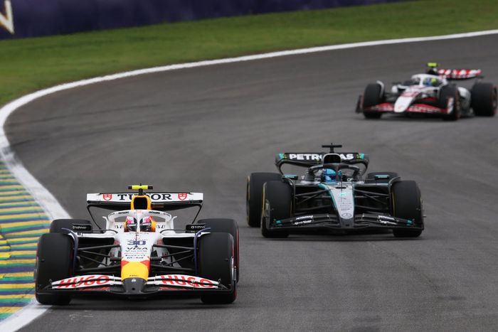 Liam Lawson, Racing Bulls Team, George Russell, Mercedes, Oliver Bearman, Haas F1 Team