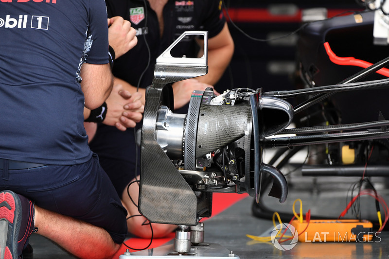 Detalle del eje delantero del Red Bull Racing RB13