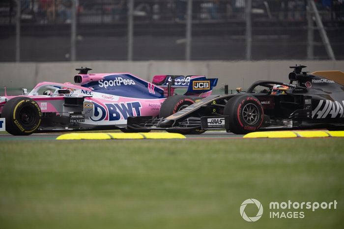 Sergio Pérez, Racing Point RP19, Romain Grosjean, Haas F1 Team VF-19