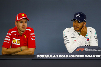 Sebastian Vettel, Ferrari and Lewis Hamilton, Mercedes AMG F1 in press conference