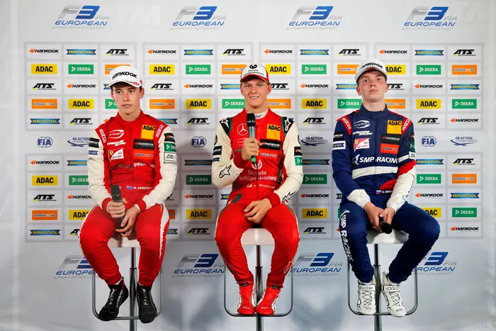 Conférence de presse, Marcus Armstrong, PREMA Theodore Racing Dallara F317 - Mercedes-Benz, Mick Schumacher, PREMA Theodore Racing Dallara F317 - Mercedes-Benz, Robert Shwartzman, PREMA Theodore Racing Dallara F317 - Mercedes-Benz