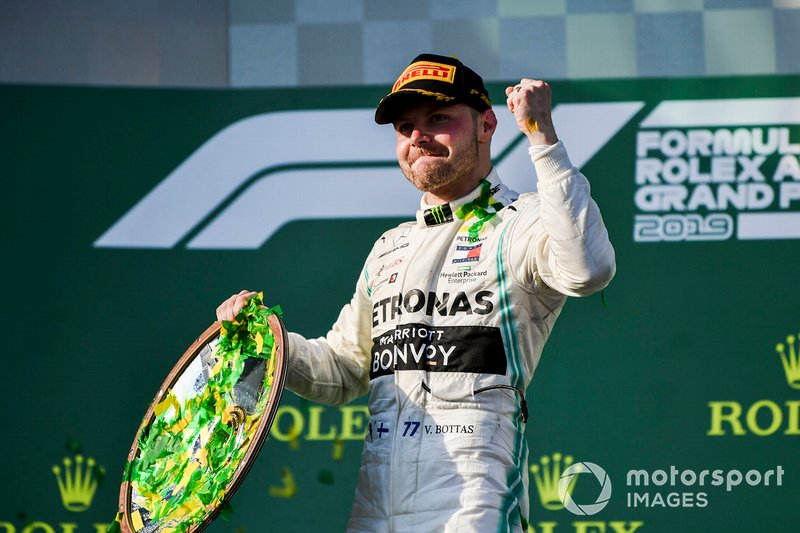 Valtteri Bottas, Mercedes AMG F1, 1st position, with his trophy